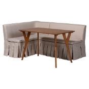 Baxton Studio Reginald 3-Piece Fabric Upholstered Dining Nook Set - Corner Kitchen Dining Banquette Set with Skirted Base, L-Shaped Seating for Small Spaces, Beige
